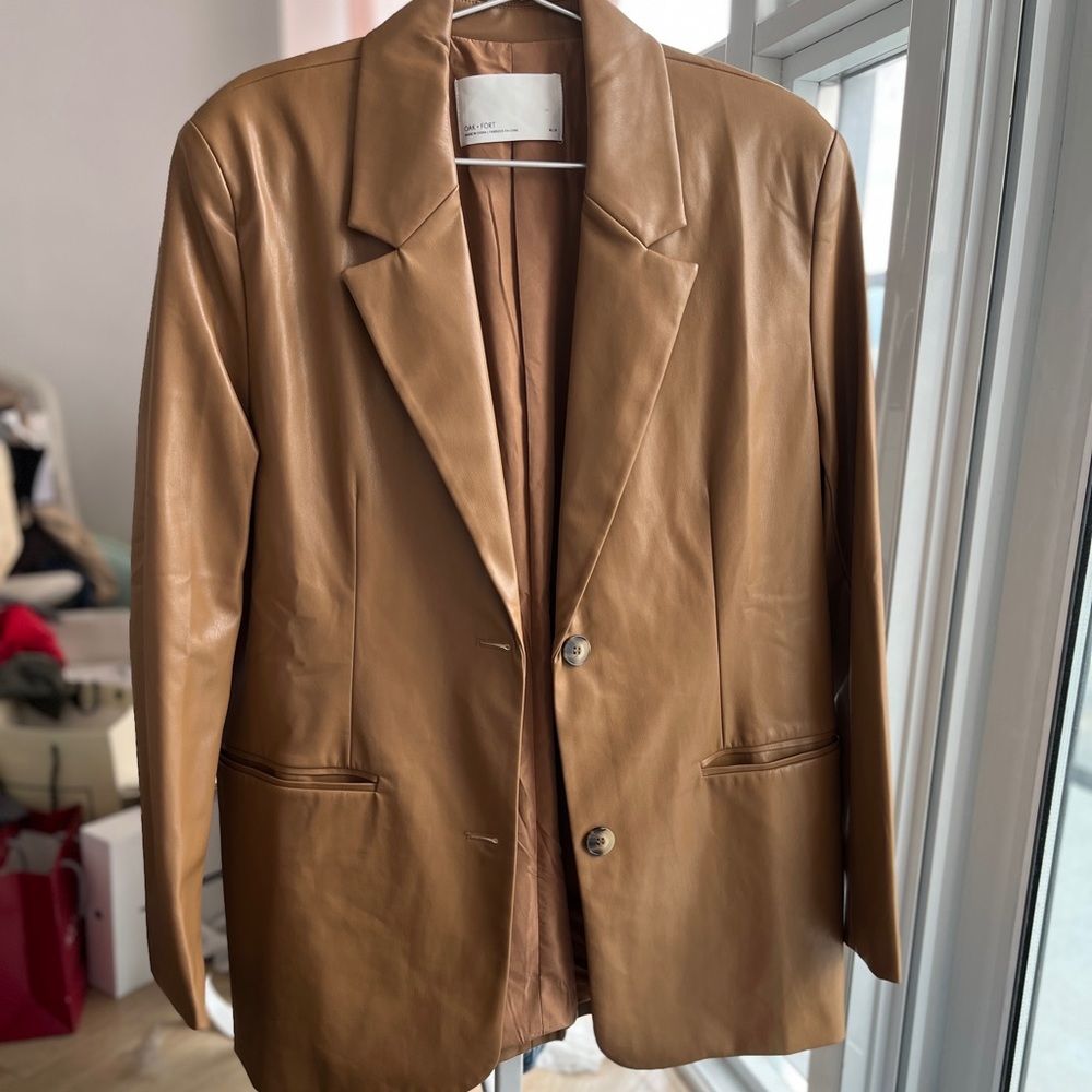 Leather blazer from oak and fort.